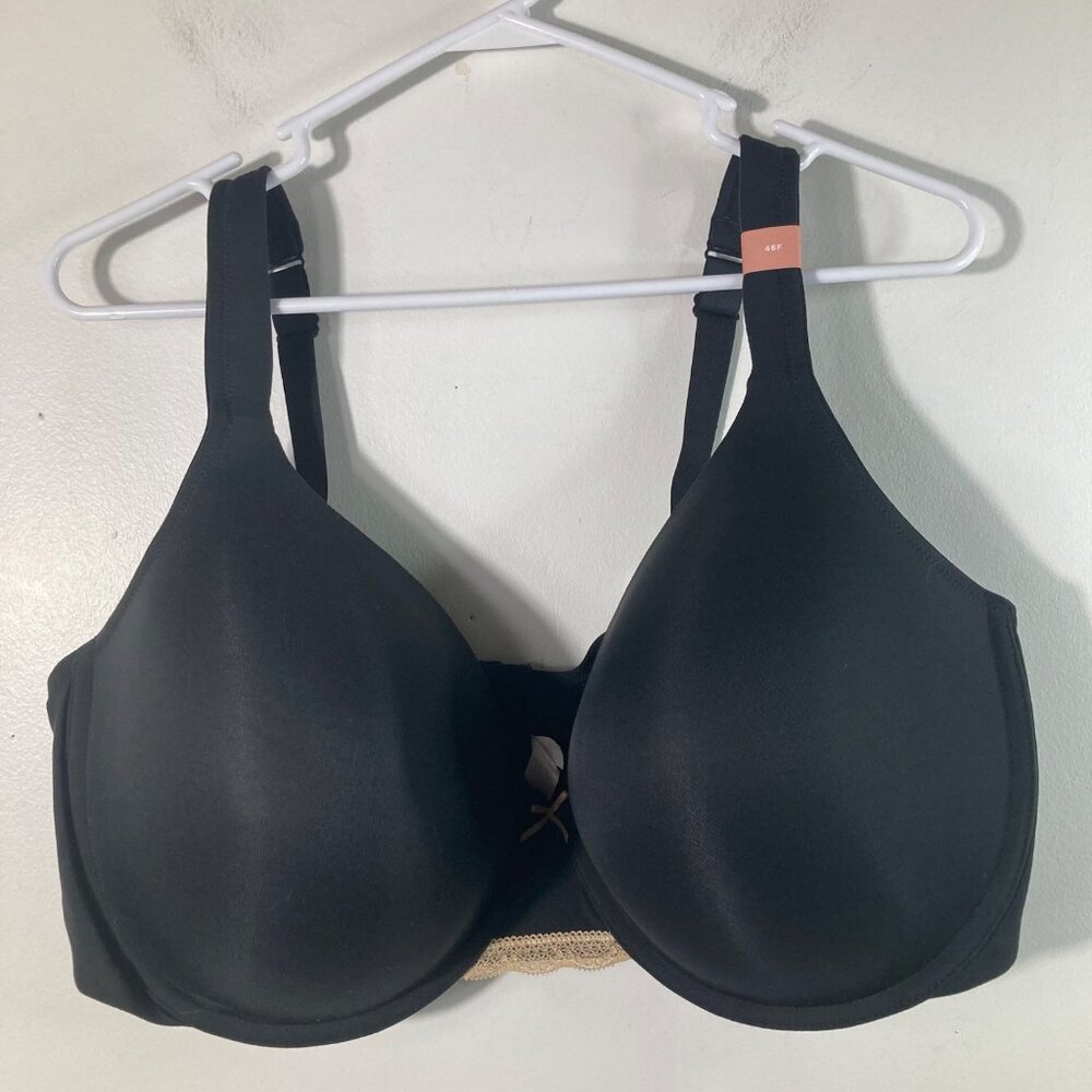 Womens Cacique Lightly Lined Full Coverage Under Wire Bra Black Tan 46F‎ NWT